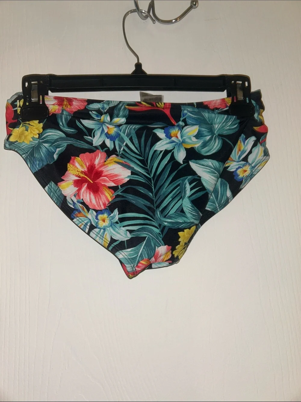 Old Navy Black Tropical Floral Tie-Front Swim Top